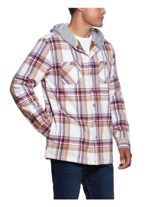 Weatherproof Vintage Fleece Lined Flannel Hoodie Zip Up Shirt Jacket