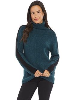 Contrast Stripe T-Neck Sweater