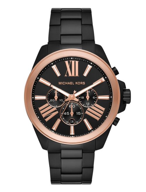 Michael Kors Men's Wren Black Ion Plated Two-Tone Stainless Steel Bracelet Watch, 44mm