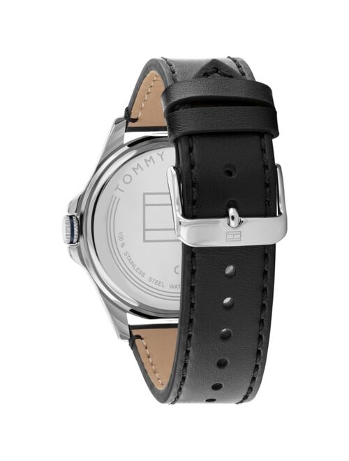 Tommy Hilfiger Men's Black Leather Strap Watch 44mm