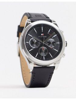 sunray black leather watch 1791740