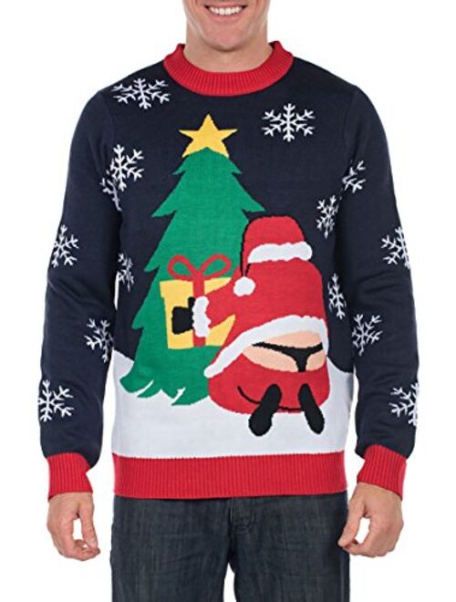 Tipsy Elves Men's Winter Whale Tail Santa Sweater - Funny Ugly Christmas Sweater