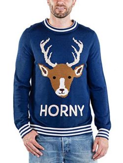 Men's Horny Reindeer Ugly Christmas Sweater - Funny Naughty Reindeer Christmas Sweater for Guys
