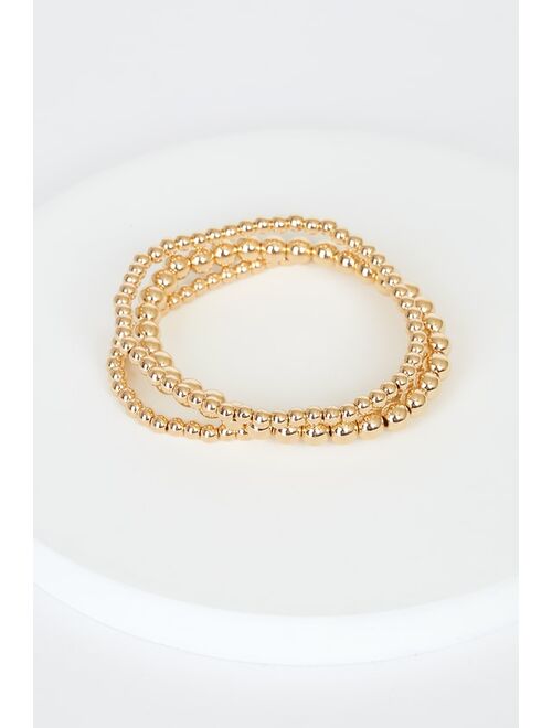 Lulus Beads of My Heart Gold Bead Bracelet Set