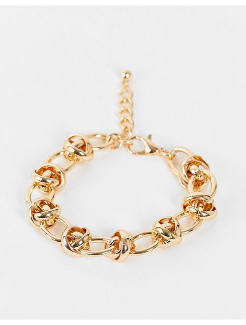 Asos Design Chain Bracelet With Interlocking Links in Gold Tone