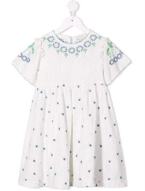 Stella McCartney Kids Floral-Embroidered Muslin Dress