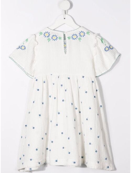 Stella McCartney Kids Floral-Embroidered Muslin Dress