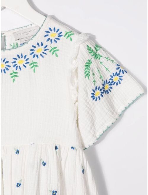 Stella McCartney Kids Floral-Embroidered Muslin Dress