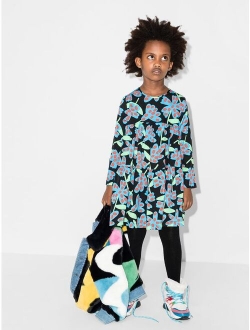 Kids Spotty Flowers-Print Twill Dress