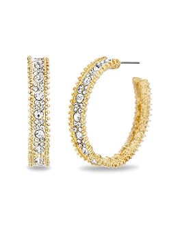 Beaded Rhinestone C-Hoop Earrings for Women