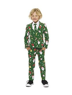 Opposuits Christmas Suits for Boys in Different Prints – Ugly Xmas Sweater Costumes Include Jacket Pants & Tie