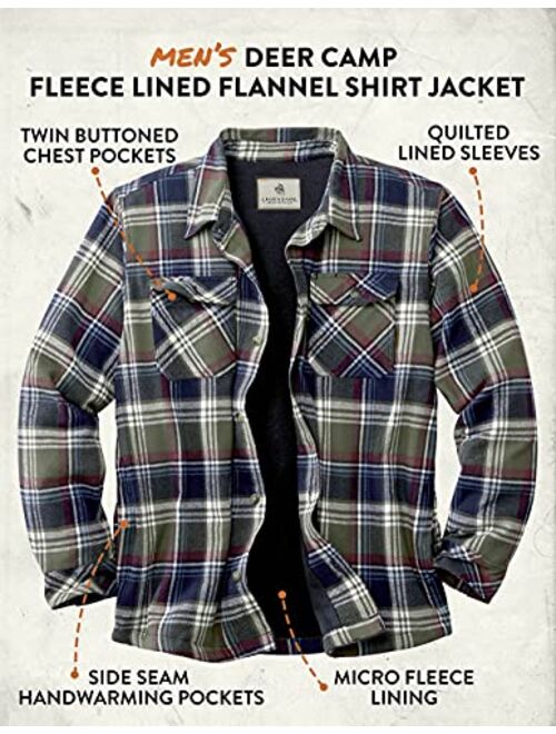 Legendary Whitetails Men's Deer Camp Fleece Lined Flannel Shirt Jacket