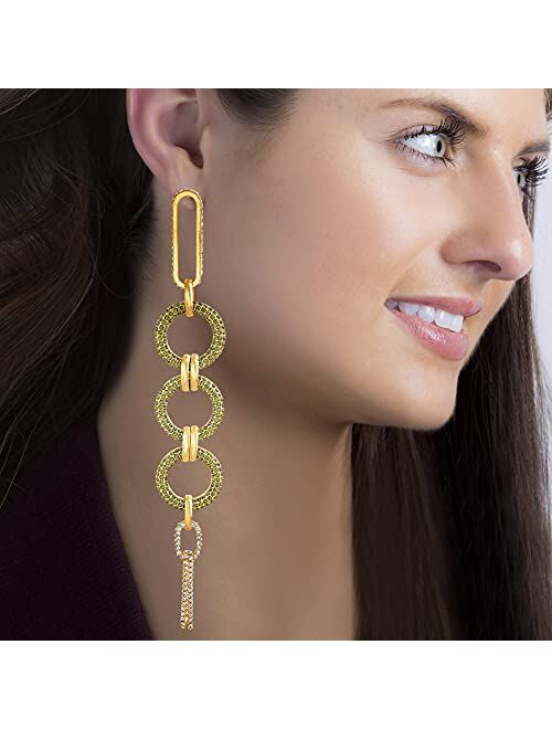 Badgley Mischka Green Rhinestone Chain Link Earrings for Women