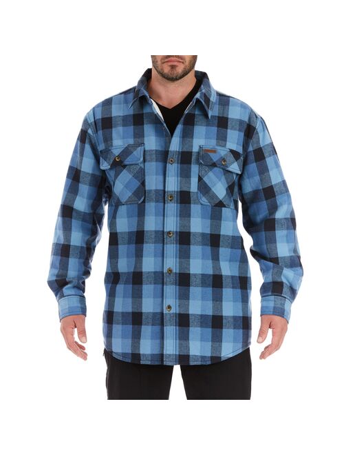 Men's Smith's Workwear Plaid Sherpa-Lined Cotton Flannel Shirt Jacket