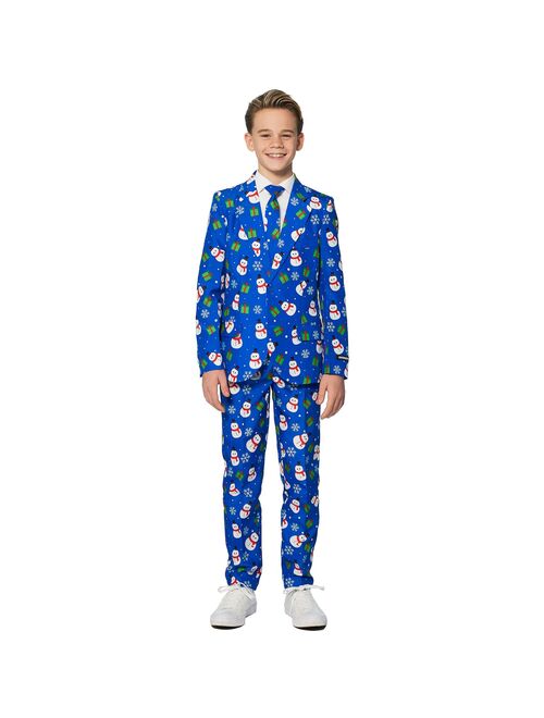 Boys 4-16 Suitmeister Blue Snowman Christmas Suit