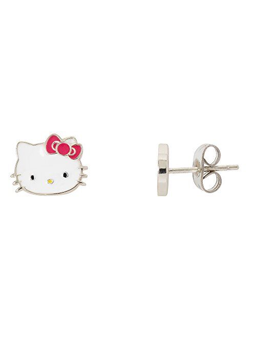 Hello Kitty Jewelry, Sterling Silver Kitty and Bow Mismatched Stud Earrings