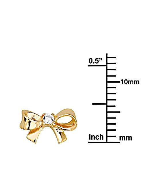 Wellingsale 14K Yellow Gold Polished Bowtie Stud Earrings With Screw Back