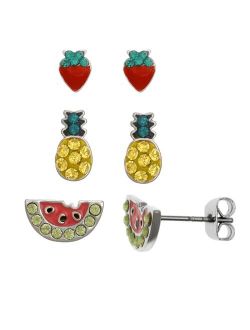 Strawberry, Pineapple, Watermelon Stud Earring Set