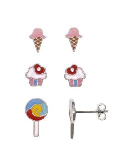 FAO Schwarz Ice Cream, Cupcake, Lollipop Stud Earring Set