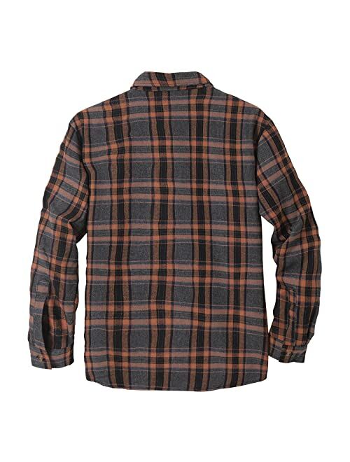 Burband Men's Fleece Thick Flannel Shirt Jackets Button Down Plaid Shackets