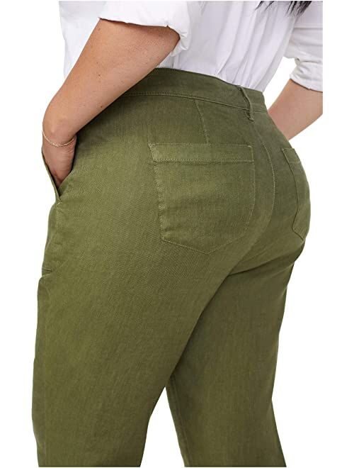 Nydj Plus Size Utility Pants in Stretch Linen in Olivine