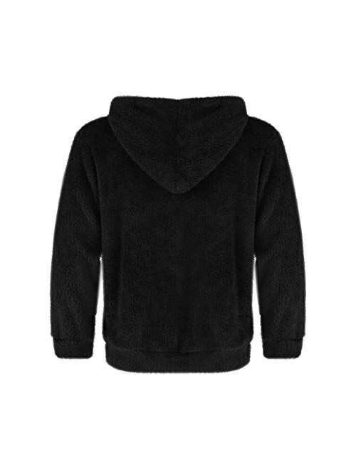 Men's Fluffy Hoodie Sherpa Pullover Fleece Sweatshirts Outfits Kangaroo Outwear
