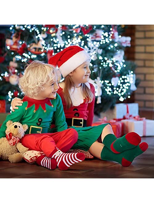 15 Pairs Kids Christmas Socks Thick Warm Cotton Socks Unisex Children Crew Socks for Kids Boys Girls Xmas Holiday