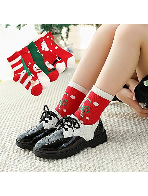 5 Pack Kids Christmas Socks Boys Girls Toddler Baby Adult Family Cotton Xmas Socks