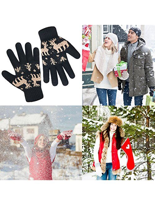 LETHMIK Christmas Thick Knit Gloves Winter Deer Knitted Warm Glove