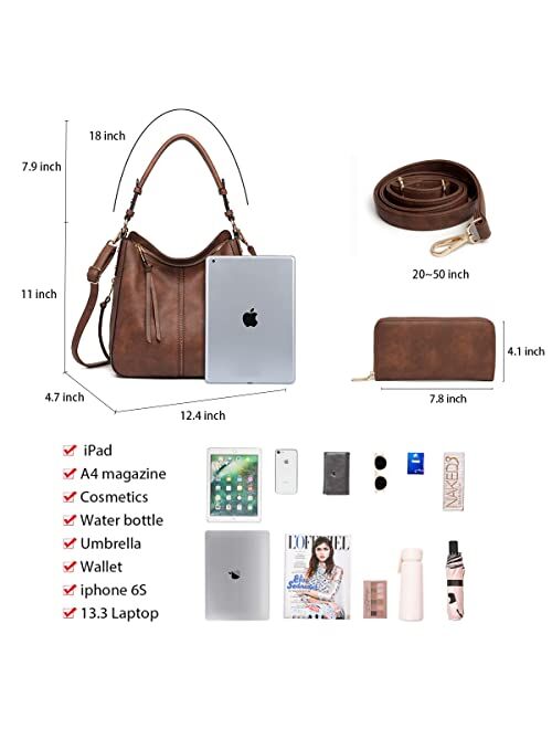 Lapsting Hobo Bags for Women Handbags Purse Ladies Boho Shoulder Bag Crossbody Purses Faux Leather