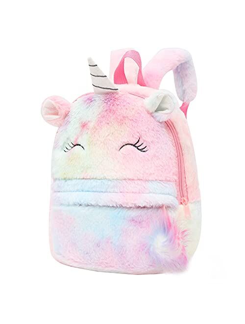 HICCUPfish CBOALOGR Cute Plush Unicorn Toddler Small Backpack Little Plush Bookbag for Girls 3 to 6 years old