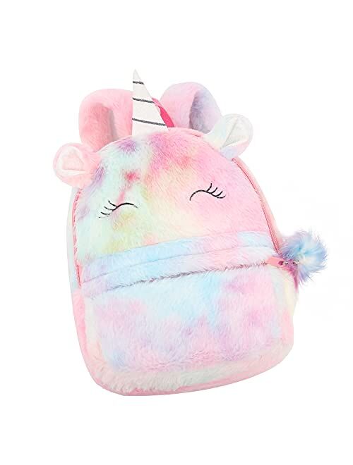 HICCUPfish CBOALOGR Cute Plush Unicorn Toddler Small Backpack Little Plush Bookbag for Girls 3 to 6 years old