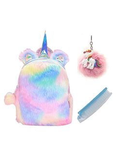 Cute Plush Unicorn Backpack, Soft Rainbow Bag (Style 2 - 9 inch)