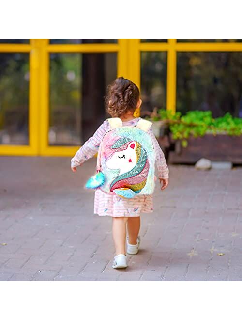 Plush Unicorn Backpack,Mini Unicorn Backpack for Girls, Soft Lightweight Travel Bags for Girls,Purple