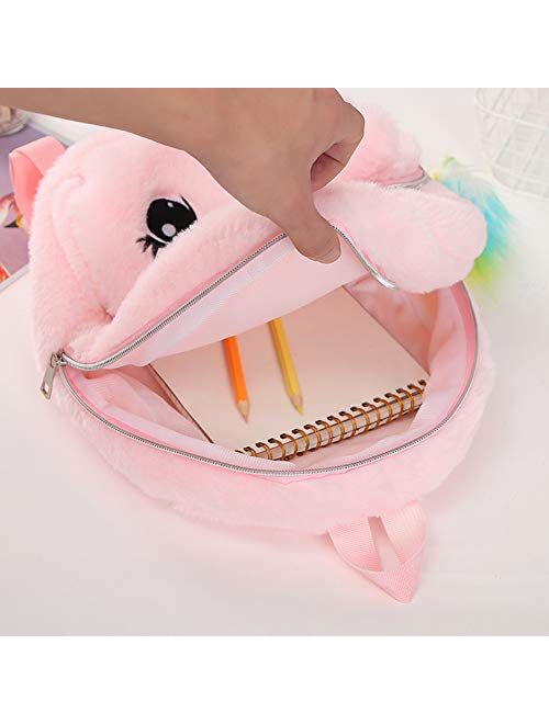 Qiuhome Plush Toddler Backpack Unicorn Preschool Backpack for Toddler Girls