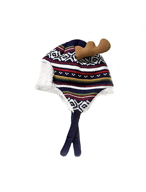 Home Prefer Boys Winter Hats Warm Cotton Knitted Hats with Earflaps