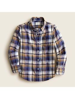 Boys' crinkle cotton shirt in oversized plaid