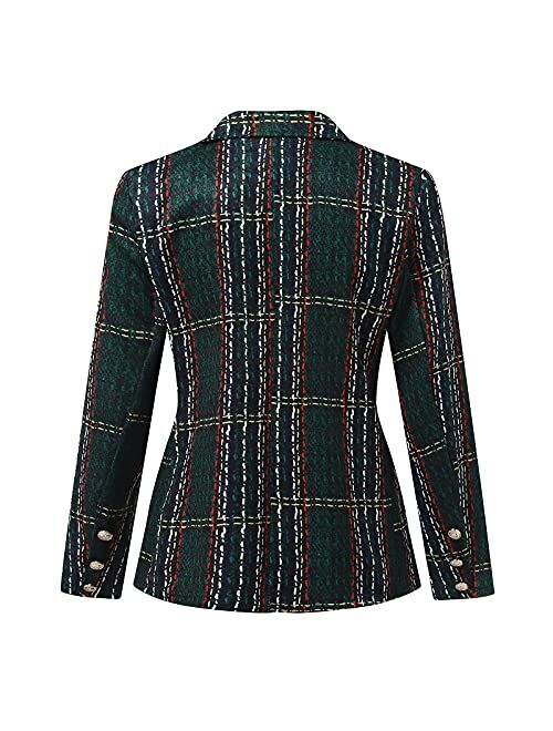 Womens Blazer Double-Breasted Boucle Coat Fashion Fall Clothes Solid Blazers for Women Business Casual