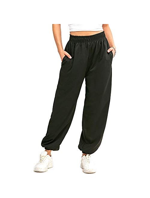 ZAFUL Women's High Waisted Solid Jogger Pants Outdoor Cargo Pants