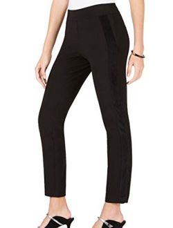 Womens Contrast Trim Solid Skinny Pants