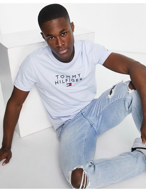 Tommy Hilfiger stacked chest logo t-shirt in blue