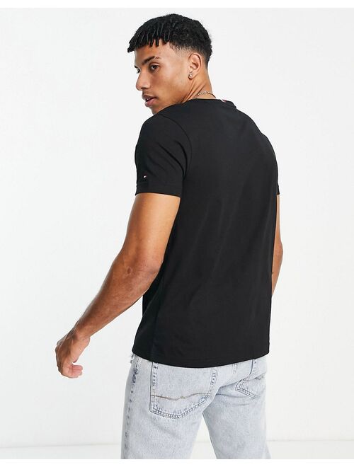 Tommy Hilfiger stacked chest logo t-shirt in black