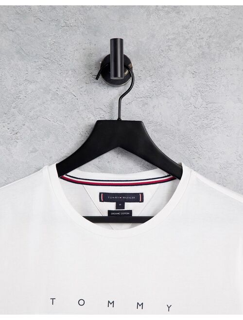 Tommy Hilfiger global stripe chest logo t-shirt in white