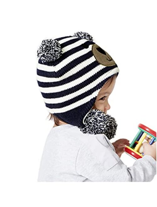 Century Star Baby Boy Hat Winter Fleece Lined Hat Knit Earflap Kids Caps Infant Toddler Hats for Baby Girls with Pom Pom