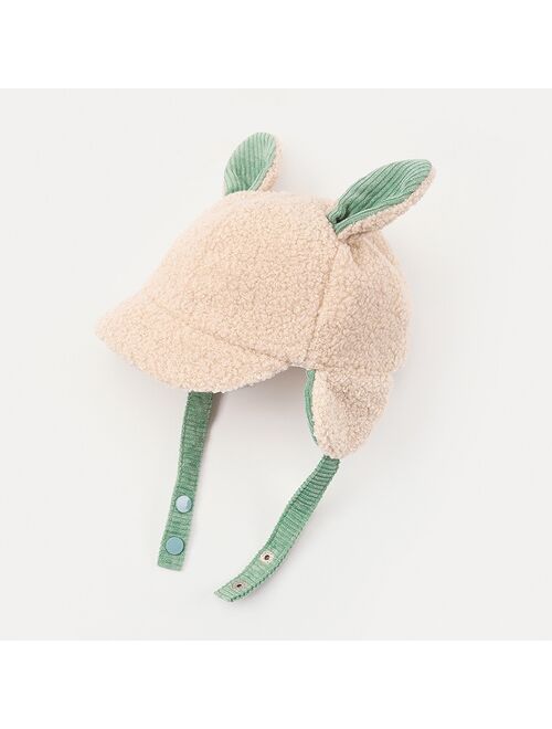 Baby Autumn Winter Warm Hat Cap Lamb Wool Knitted Earflap Earmuffs Rabbit Design Toddler Kids Boy Girl Plush Hat High Quality