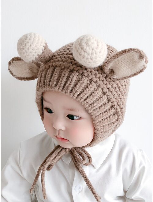 Toddler Kids Baby Winter Warm Knitted Crochet Earflap Beanie Hat Boy Girl Cap Wool Cute Solid Color Ball Cap New Design Kid Hats