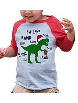 7 ate 9 Apparel Kids Christmas Dinosaur Red Raglan Shirt