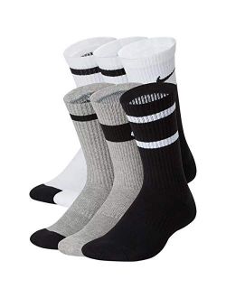 Kid`s Everyday Cushioned Crew Socks 6 Pack (Multi-Color(CK7302-901)/Black