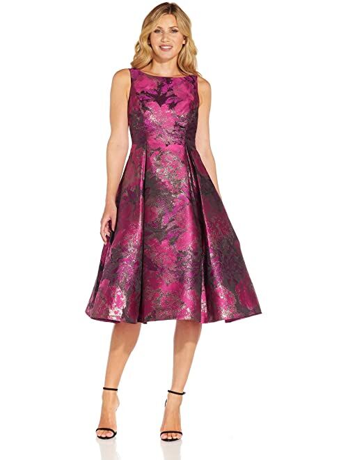 Adrianna Papell Printed Jacquard Fit-and-Flare Party Dress