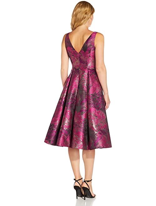 Adrianna Papell Printed Jacquard Fit-and-Flare Party Dress